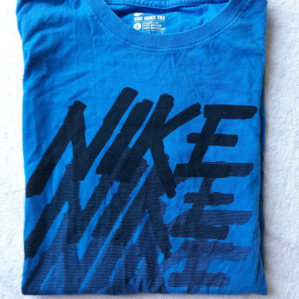 Nike blue black graphic letter tee